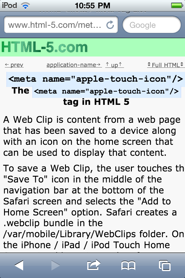iPhone Web Clip