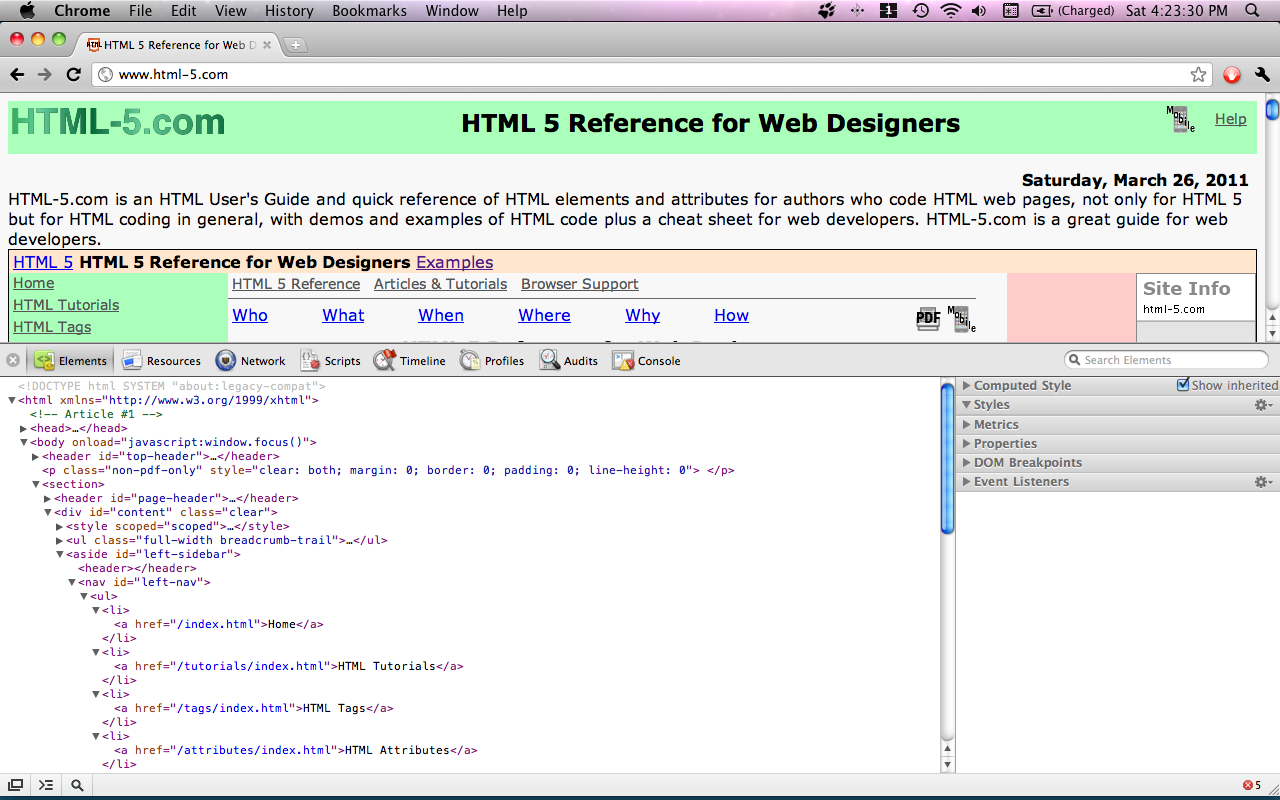 Chrome developer tools